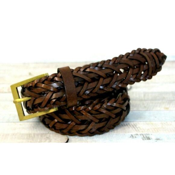 CLASSIC BROWN GENUINE LEATHER 1.25"Wide CASUAL WOMEN'S BELT Sz M/L (T93) - Picture 3 of 8